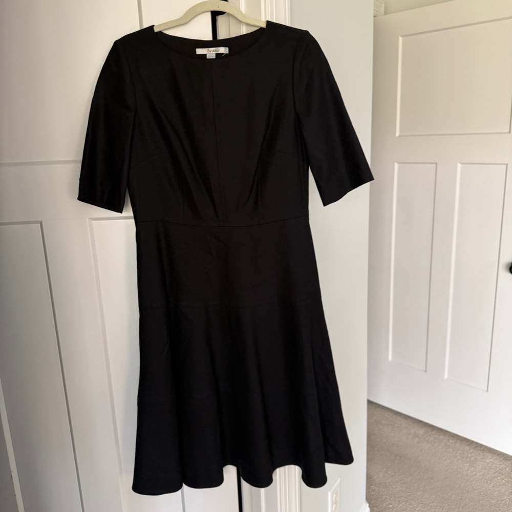 Boden wool blend fit flare black dress half sleeve